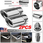 2pcs Car Stainless Steel Rear Exhaust Pipe Tail Muffler Tip Round Accessories