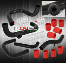 For 92-95 Civic Eg D15 Bolt On Black Turbo Piping Kit Rs Bov Flange Red Couplers