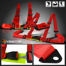 Fits 2x Red 4-point Harness Racing Seat Belts Snap-in Buckle Nylon Strap