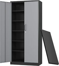 72 Tall Metal Garage Cabinet Storage Cabinet With 2 Doors 5 Adjustable Shelves