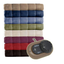Sunbeam Heated Electric Blanket Quilted Fleece Twin Ivy Green