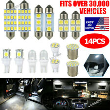 14x Combo Led Car Interior Inside Lights Dome Map Door License Plate Bulbs White