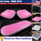 Luxury Sheepskin Car Seat Cushions Full Set Covers For Tesla Auto Accessories Us