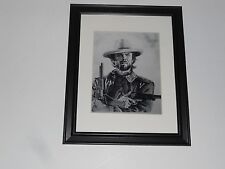 Large Framed Josey Wales Clint Eastwood Poster Pencil Art Black Frame 24 By 20