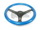 Nrg Classic Wood Grain Steering Wheel 350mm Blue With 3 Spoke Center In Black