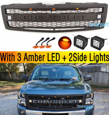 For Chevrolet Silverado 1500 Grill 2007-2013 Front Grille Wletterled Lights