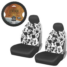 New Mickey Mouse Expression Car Truck 2 Front Seat Covers Steering Wheel Cover