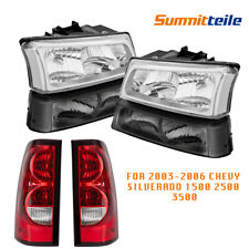 Headlights Red Tail Lights For 2003-2007 Chevy Silverado 1500 2500 3500hd