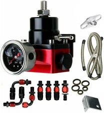 Adjustable Fuel Pressure Regulator Kit 0-100psi Guage An6 Fitting Black Red