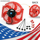 10 Electric Radiator Universal Slim Cooling Fan 12v 80w 1750cfm Push Pull-red