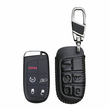 Remote Key Fob Cover Leather For Jeep Grand Cherokee Chrysler Dodge Fiat Black