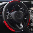 Black Red Pu Leather Car Steering Wheel Cover Protector Anti-slip For 37-38cm
