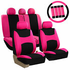 Pink Black Car Seat Covers For Auto Suv Van W Steering Wheel Cover Belt Pad
