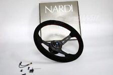 Nardi 350mm 14 Deep Cone 90mm Suede Leather Red Stitch Sport Steering Wheel