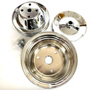 Sbc Small Block Chevy 2 Groove Chrome Steel Long Water Pump Pulley Kit 327 350
