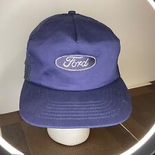 Vintage Ford Snapback Hat Made In Usa Embroidered Blue Mesh