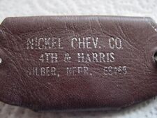 Vintage Nickel Chevrolet Dewitt Ne Leather Keychain - Rare Gm Chevy Auto Part