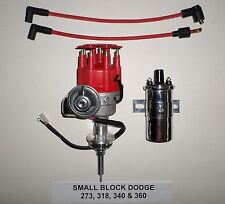 Dodge Small Block 273 318 340 360 Red Small Cap Hei Distributor Chrome 45k Coil