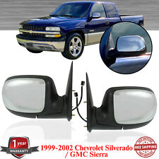 Power Mirrors Set Chrome Heated For 1999-2002 Chevrolet Silverado Gmc Sierra
