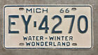 1966 Michigan License Plate Ey 4270 Yom Dmv Clear Chevy Corvette 427 Ford Dodge