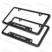 2pcs New For Acura Black Carbon Fiber Metal License Plate Frame Mdx Rdx Tsx Tl