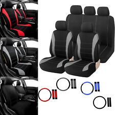 Car Seat Cover Full Set 5-seats Protector W Steering Wheelbelt Cover Universal