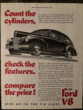 Ford V-8 Count The Cylinders Compare Price Vintage Print Ad 1940