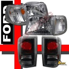 1993-1997 Ford Ranger Chrome Headlights Corner Tail Lights Black Rh Lh