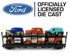O Gauge Bi-level Auto Carrier With 6 Die-cast 1948 Ford Panel Trucks - New