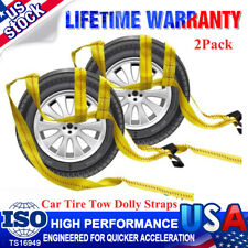 2pcs Tire Basket Straps Wrecker Car Hauler Truck Tow Dolly Wheel Net Flat Hook