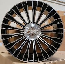 22 Rims Black Mach Stagger Wheels Fit Mercedes S Class S550 Cls Cl500 Maybach