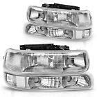 Chrome Headlights Bumper Lamps For 99-02 Chevy Silverado 00-06 Suburban Tahoe