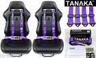 2 X Tanaka Universal Purple 4 Point Buckle Racing Seat Belt Harness