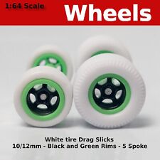 Muscle Car - Blackgreen 5 Spoke White Drag Slicks - 10mm12mm For Hot Wheels