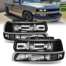Black Headlights For 1999-2002 Chevy Silverado 2000-2006 Tahoe Suburban 1500