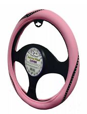 Pink Bling Crystal Rhinestone Car Steering Wheel Cover Universal 14.5-15.5