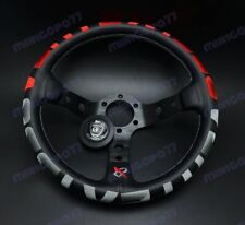 320mm Vertex 1996 Leather Deep Dish Steering Wheel Red Stitch For Omp Momo Rac