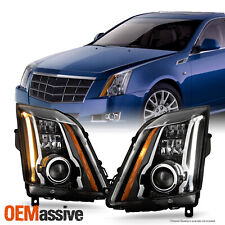 For 08-14 Cadillac Cts Halogen Switchback Led Signal Projector Black Headlights
