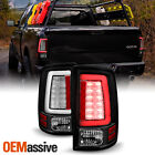 Fits 09-18 Dodge Ram 1500 2500 3500 Pickup Black Led Tube Tail Lights Brake Lamp