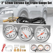 2inch 52mm Triple Gauge Kit Oil Pressure Fahrenheit Water Temp Amp Car Meter