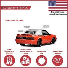 1991-93 Ford Mustang Convertible Soft Top W Dot Approved Glass Window White