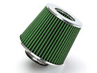 Green 3 76mm Inlet Cold Air Intake Cone Replacement Quality Dry Air Filter