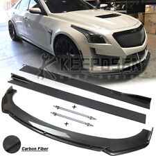 For Cadillac Cts V Carbon Front Bumper Lip Splitter Side Skirts Parts Body Kit