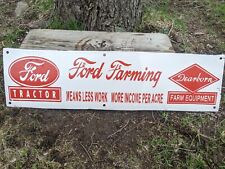 Large Vintage Ford Motor Company Farming Dearborn Porcelain Dealer Sign 30 X 8
