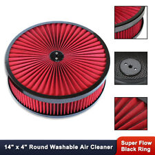 For Sbc Bbc 14 X 4 Round Red Washable Air Cleaner Assembly W Recessed Base
