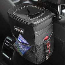 Hotor Car Trash Can With Lid And Storage Pockets - 100 Leak-proof Organizer Wa