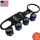 Ford Wheel Tire Cap Air Valve Stem Cover With Belt Keychain Black