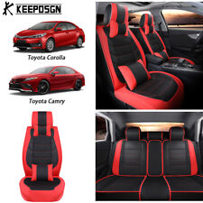 For Toyota Corolla Camry Sedan Coupe Car Seat Covers Full Set Front Rear Leather