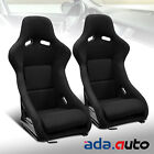 2x All Black Fabric Racing Seats With Single Adjustor Slider