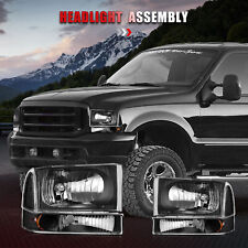 For 1999-2004 Ford Excursion F250 - F550 Headlights Assembly Pair Black Housing